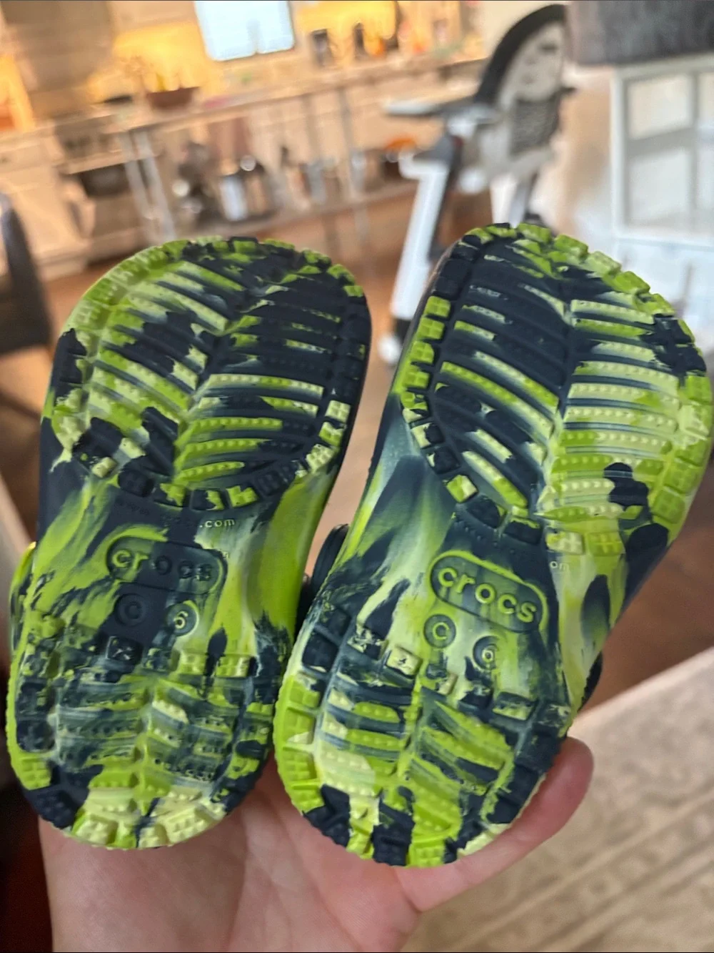 Kids Crocs Green & Black Slip-On Clogs with Charms